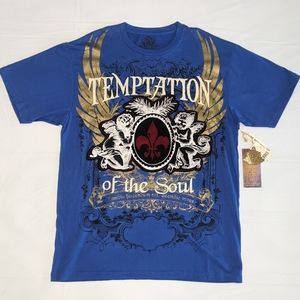 Vintage Y2K Attitude Gold Royal Blue Urban Casual Clubwear NWT Graphic XL Shirt